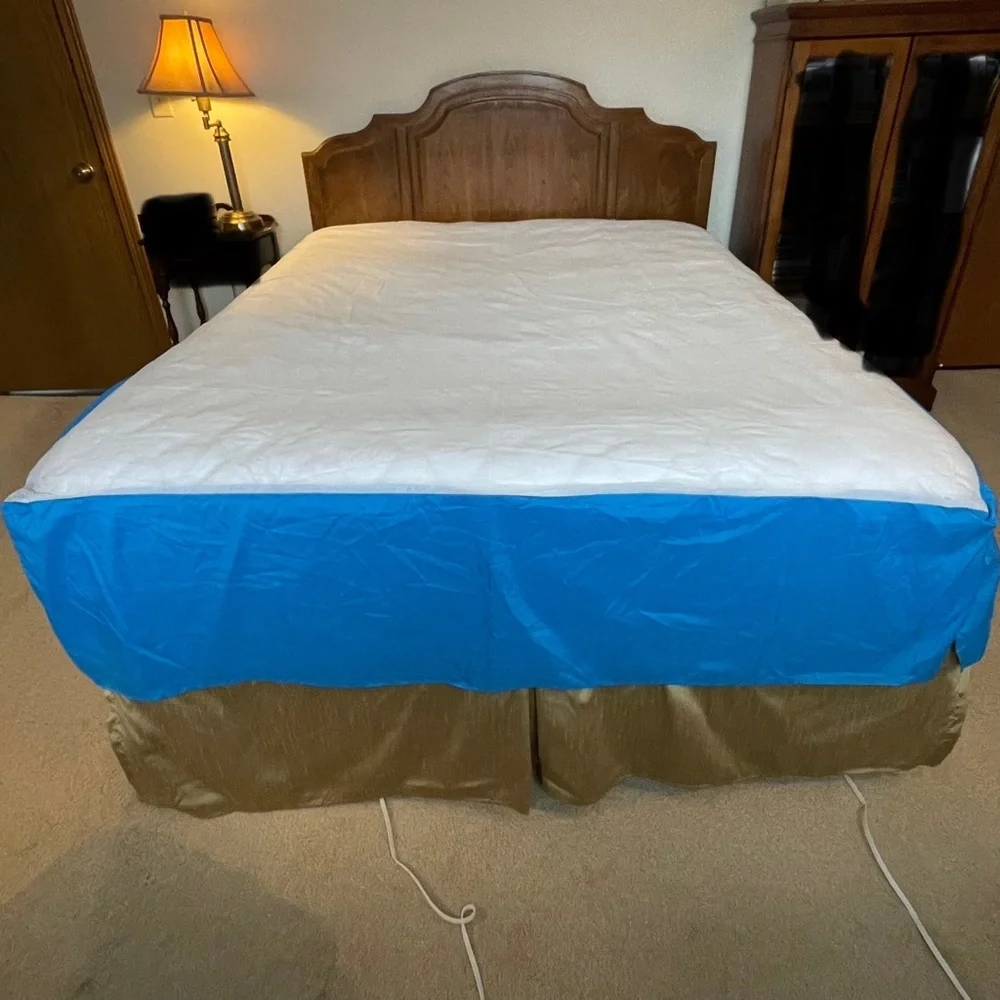 Queen Comforter Set Bright Blue, White & Turquoise Reversible Geometric Pattern